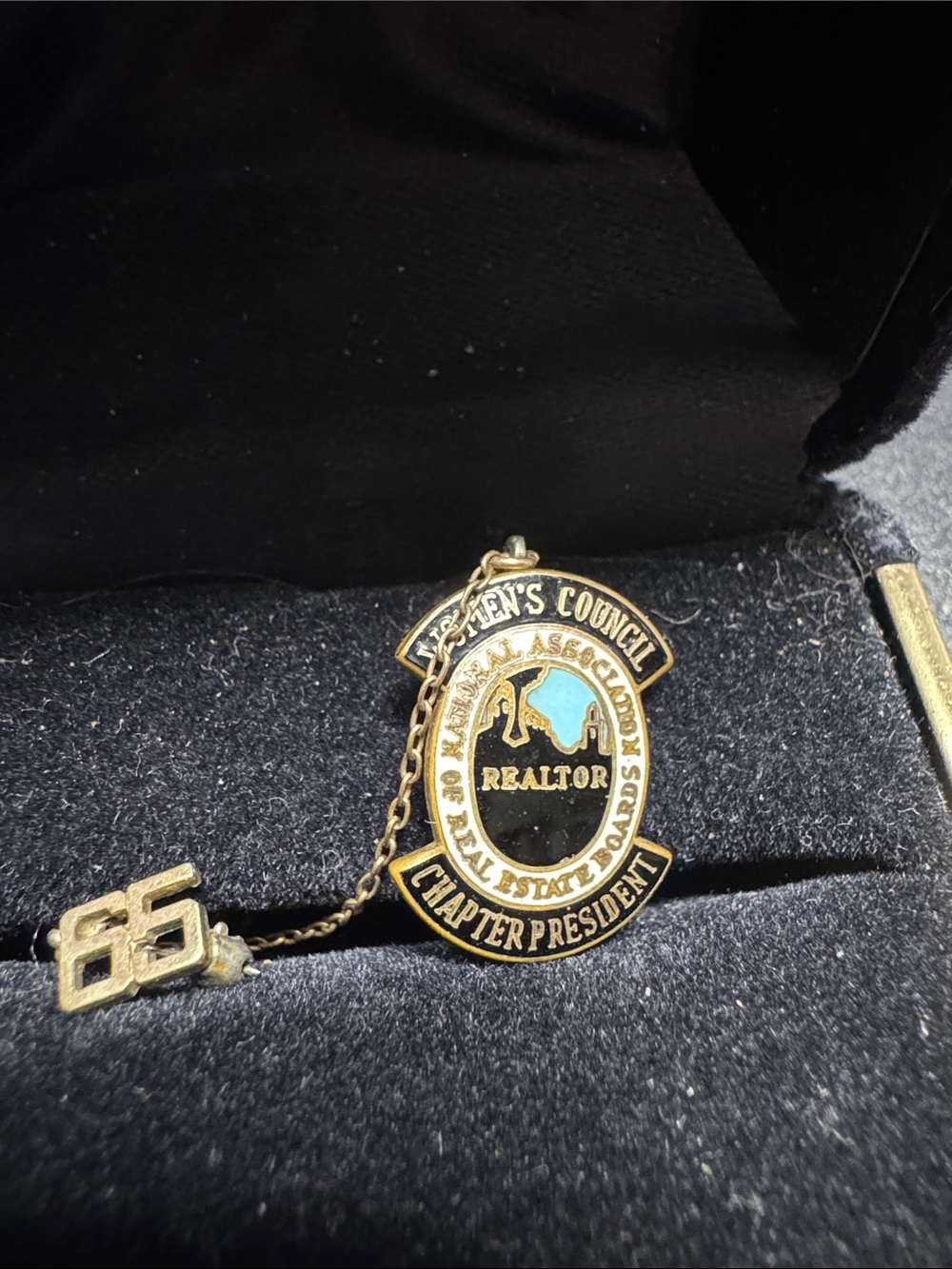 Vintage Realtor Chapter President Gold-Tone Enamel Pin - Blue & Black